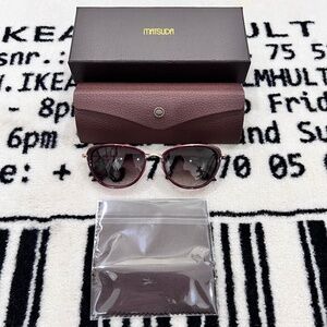 Matsuda 3095 Oval Cat Eye Side Shield Sunglasses - Bordeaux Stripes